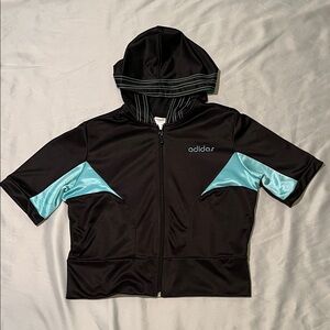Adidas Vintage Jacket with Light Blue Accents Hoodie Women Size Large. Y2K
